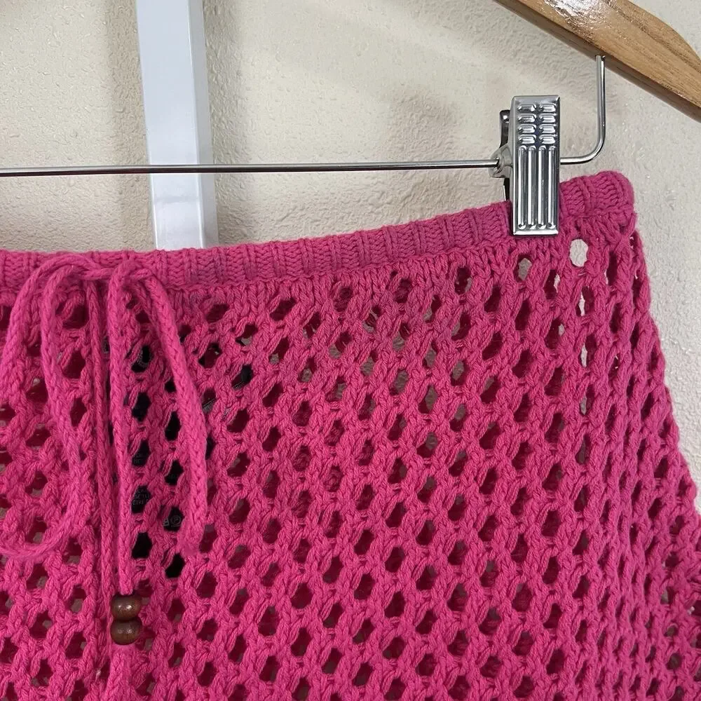 Urban Outfitters Ecote Kierra Sheer Crochet Mini Skirt Pink S Small